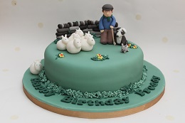 farmer and sheep birthday cake